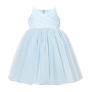 Niebieska sukienka z tiuli dla małej druhny